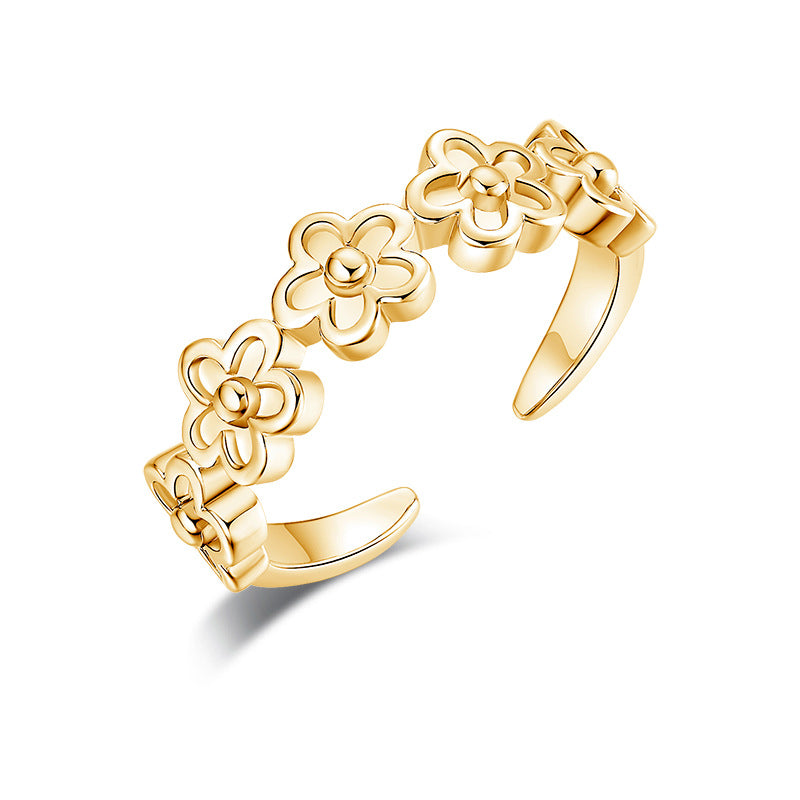 Flowers Pattern Band Toe Ring - Gold-Toe Ring-1-Glitters