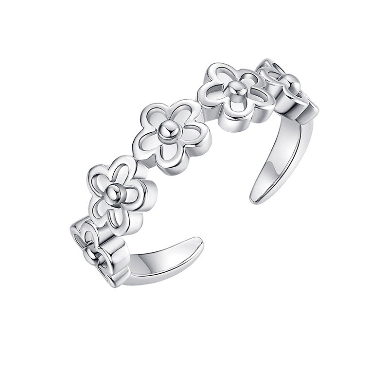 Flowers Pattern Band Toe Ring - Silver-Toe Ring-1-Glitters