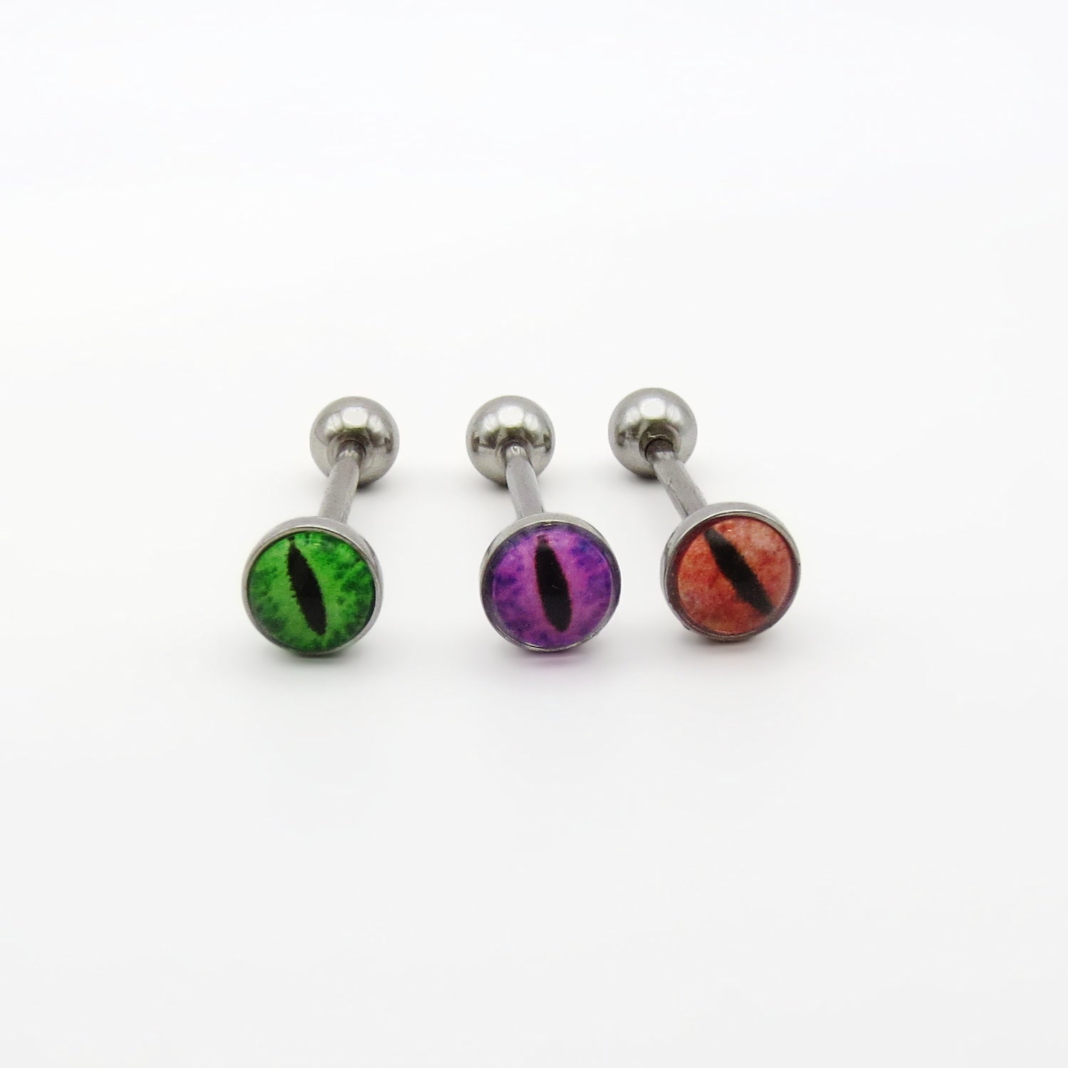 Snake Eye Inlaid Ball Surgical Steel Tongue Barbells-Tongue Bar-1-Glitters