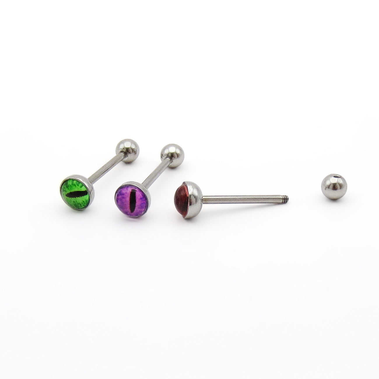 Snake Eye Inlaid Ball Surgical Steel Tongue Barbells-Tongue Bar-2-Glitters