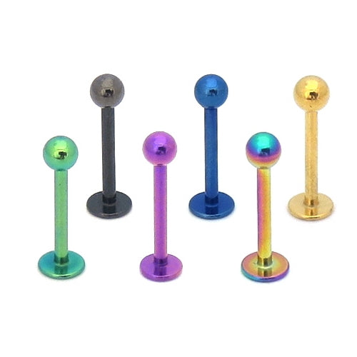 16GA Titanium Ion Plated Over 316L Surgical Steel Labret/Monroe with Ball-Body Piercing Jewellery, Labret, Monroe-184-Glitters