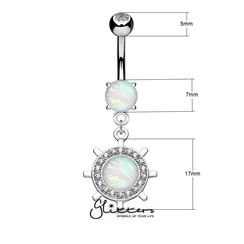 Opal Glitter Set Rudder Wheel Dangle Belly Button Navel Rings-Belly Ring, Body Piercing Jewellery, Crystal-BJ0290_Silver2_New_53fa502f-4d22-416c-9e37-f9eaf8c70f34-Glitters