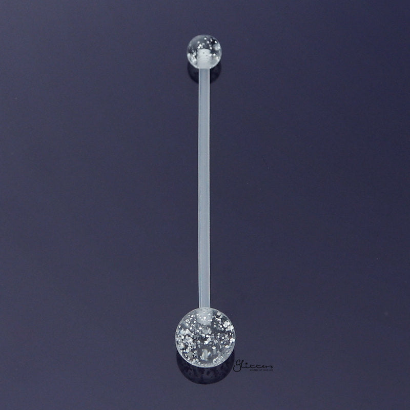 Glitters Acrylic Balls Pregnancy Bioflex Belly Button Ring - White-Belly Ring, Bio Flex, Body Piercing Jewellery, Cubic Zirconia, Pregnancy, Retainer-BJ0319-wt_800-Glitters