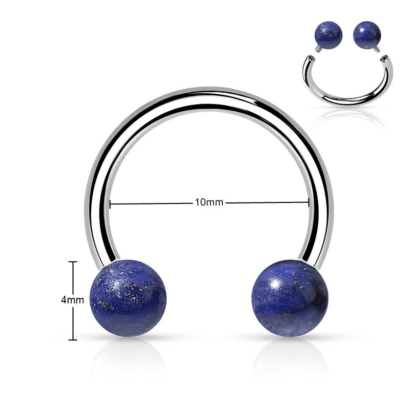 Semi Precious Stone Internally Threaded Horseshoes - Sodalite Blue-Body Piercing Jewellery, Horseshoe, Septum Ring, Tragus-CP0021-SDB_800_New-Glitters