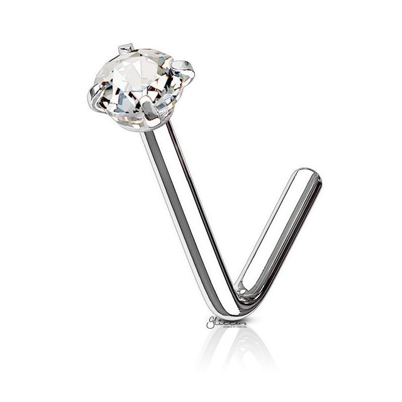 Round C.Z L Bend Nose Stud-Body Piercing Jewellery, Cubic Zirconia, L Bend, Nose Piercing Jewellery, nose pin, Nose Studs-CZLBendNoseStuds_01_f2147142-4dee-402b-af02-a0de307687d5-Glitters