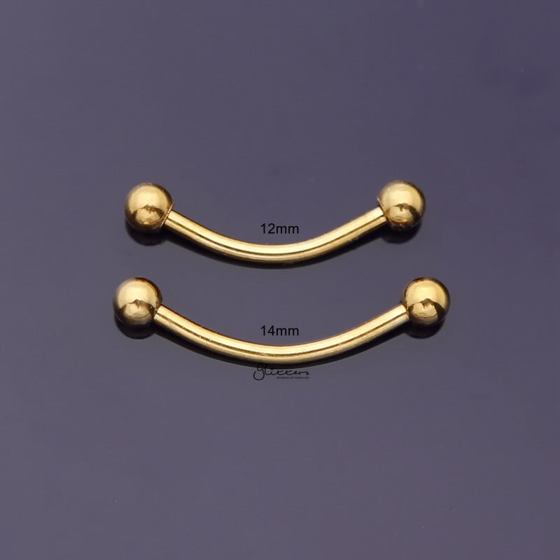 Surgical Steel Curved Barbell for Snake Eye Piercing and More - Gold-Body Piercing Jewellery, Cartilage, Eyebrow, Tongue Bar-EB0010-G_1-Glitters