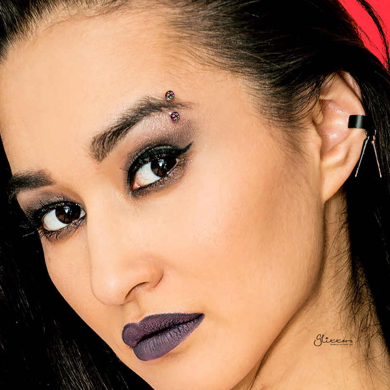 Epoxy Covered Crystal Paved Balls Eyebrow Barbells -Red-Body Piercing Jewellery, Daith, Eyebrow-EB0015-M_77da4a1b-3f83-409a-8a50-ef24fa1a2652-Glitters