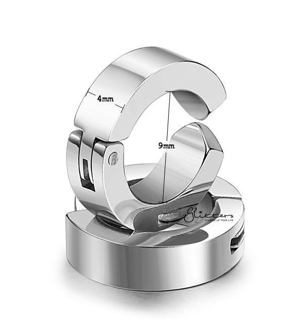 Non-Pierced Stainless Steel Clip On Hoop Earrings - Silver-earrings, Fake Earrings, Hinged Earrings, Hoop Earrings, Jewellery, Men's Earrings, Men's Jewellery, Non-Pierced, Stainless Steel, Women's Earrings, Women's Jewellery-EC0061_S03_New-Glitters