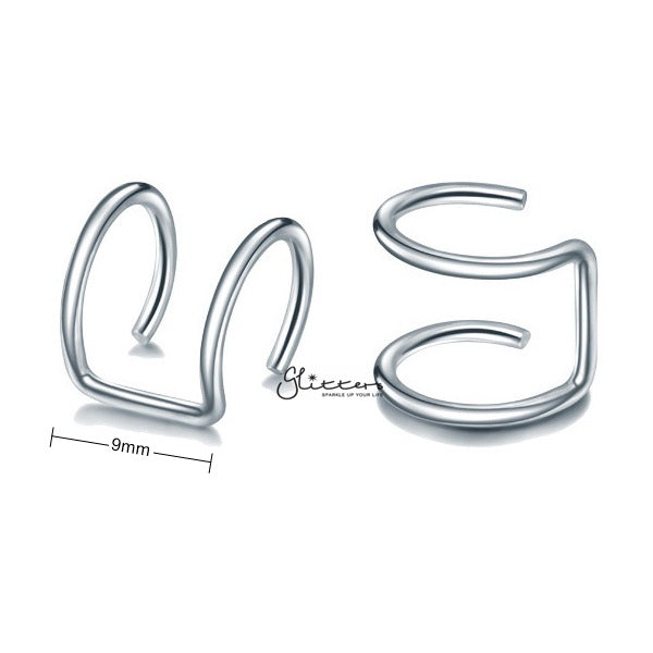 316L Surgical Steel Double Lines Ear Cuffs - Non Piercing | Minimalist Ear Cuffs-Body Piercing Jewellery, Ear Cuffs, earrings, Jewellery, Women's Earrings, Women's Jewellery-EC0077-s_600_New-Glitters