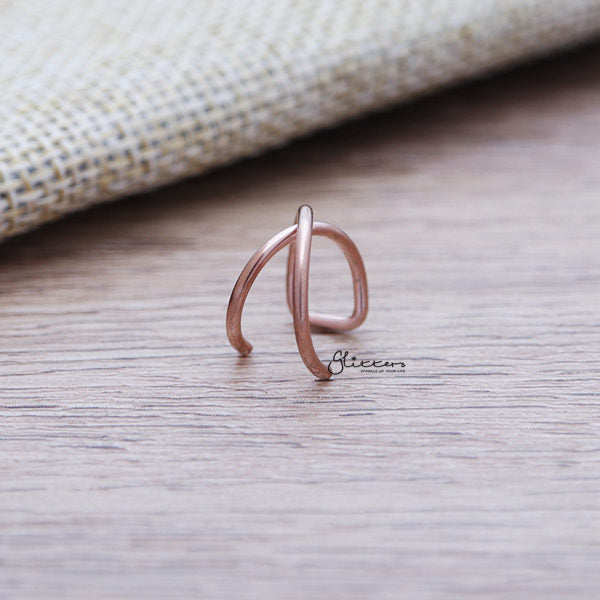 316L Surgical Steel Cross Line Ear Cuffs - Non Piercing | Minimalist Ear Cuffs-Body Piercing Jewellery, Ear Cuffs, earrings, Jewellery, Women's Earrings, Women's Jewellery-EC0078-rg-Glitters