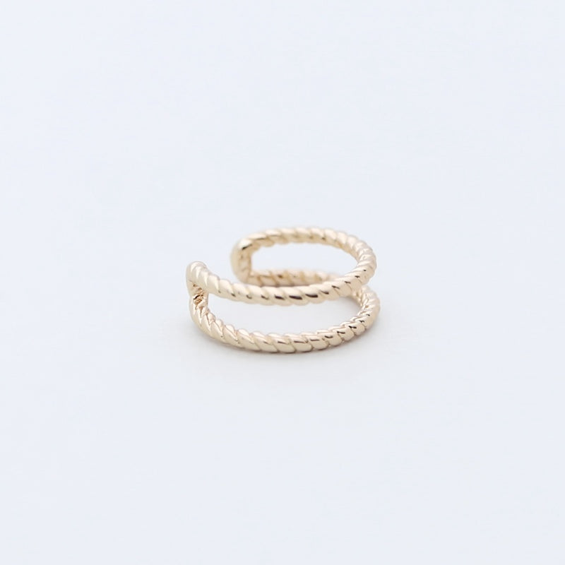 Two Rope Lines Ear Cuff - Gold-Body Piercing Jewellery, Ear Cuffs, earrings, Jewellery, Non-Pierced, Women's Earrings, Women's Jewellery-EC0089-G1-800-Glitters