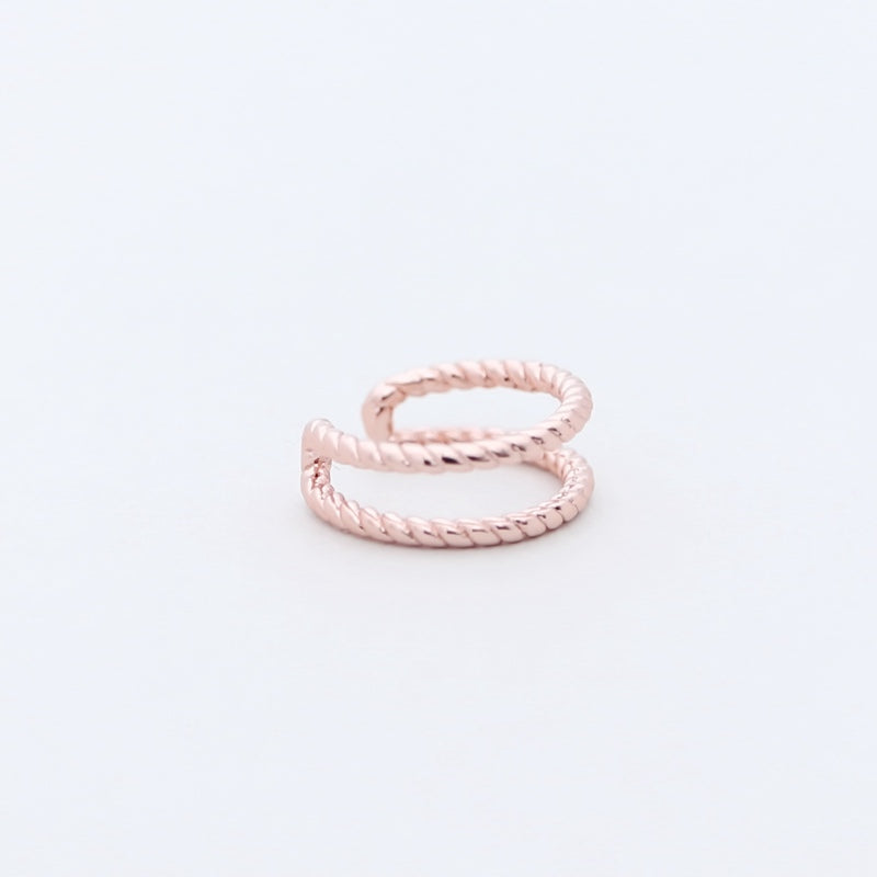 Two Rope Lines Ear Cuff - Rose Gold-Body Piercing Jewellery, Ear Cuffs, earrings, Jewellery, Non-Pierced, Women's Earrings, Women's Jewellery-EC0089-RG1-800-Glitters