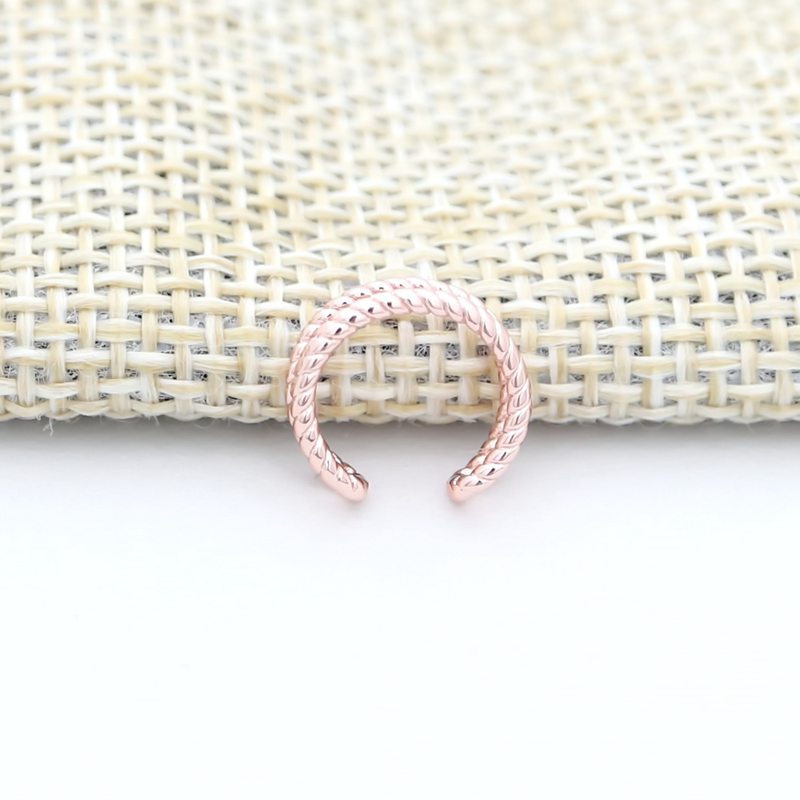 Two Rope Lines Ear Cuff - Rose Gold-Body Piercing Jewellery, Ear Cuffs, earrings, Jewellery, Non-Pierced, Women's Earrings, Women's Jewellery-EC0089-RG2-800-Glitters