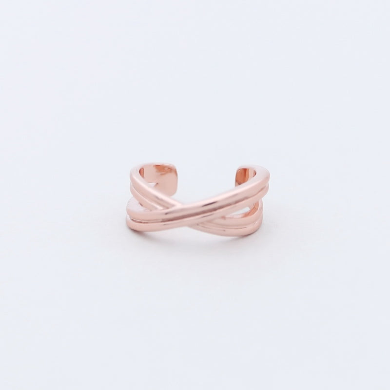 Cross Lines Ear Cuff - Rose Gold-Body Piercing Jewellery, Ear Cuffs, earrings, Jewellery, Non-Pierced, Women's Earrings, Women's Jewellery-EC0091-RG1-800-Glitters