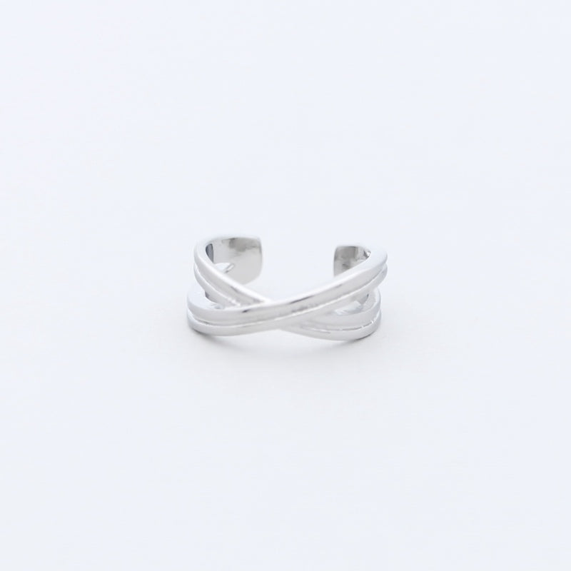 Cross Lines Ear Cuff - Silver-Body Piercing Jewellery, Ear Cuffs, earrings, Jewellery, Non-Pierced, Women's Earrings, Women's Jewellery-EC0091-S1-800-Glitters