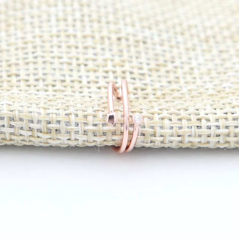 3 Lines Ear Cuff with Star and CZ - Rose Gold-Body Piercing Jewellery, Cubic Zirconia, Ear Cuffs, earrings, Jewellery, Non-Pierced, Women's Earrings, Women's Jewellery-EC0094-RG2-800-Glitters
