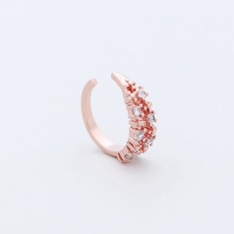 Multi CZ Ear Cuff - Rose Gold-Body Piercing Jewellery, Cubic Zirconia, Ear Cuffs, earrings, Jewellery, Non-Pierced, Women's Earrings, Women's Jewellery-EC0095-RG3-800-Glitters