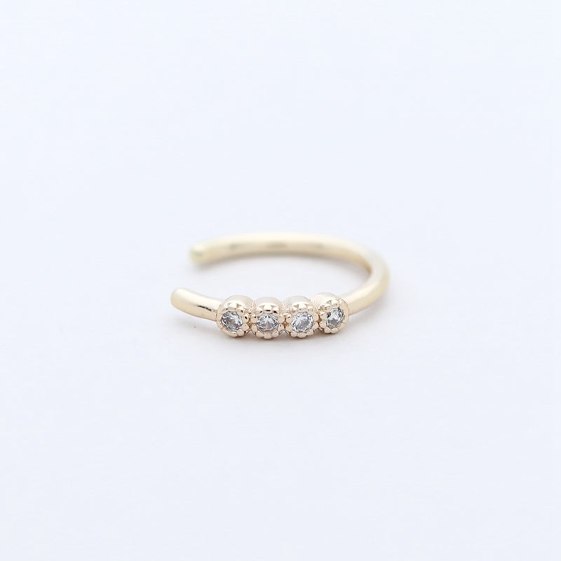 One Line CZ Ear Cuff - Gold-Body Piercing Jewellery, Cubic Zirconia, Ear Cuffs, earrings, Jewellery, Non-Pierced, Women's Earrings, Women's Jewellery-EC0096-G1-800-Glitters