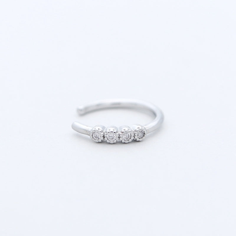 One Line CZ Ear Cuff - Silver-Body Piercing Jewellery, Cubic Zirconia, Ear Cuffs, earrings, Jewellery, Non-Pierced, Women's Earrings, Women's Jewellery-EC0096-S1-800-Glitters