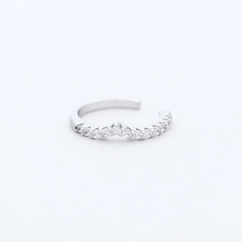 V Shape CZ Ear Cuff - Silver-Body Piercing Jewellery, Cubic Zirconia, Ear Cuffs, earrings, Jewellery, Non-Pierced, Women's Earrings, Women's Jewellery-EC0097-S1-800-Glitters