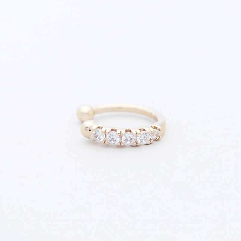 CZ Paved One Line Ear Cuff - Gold-Body Piercing Jewellery, Cubic Zirconia, Ear Cuffs, earrings, Jewellery, Non-Pierced, Women's Earrings, Women's Jewellery-EC0098-G1-800-Glitters