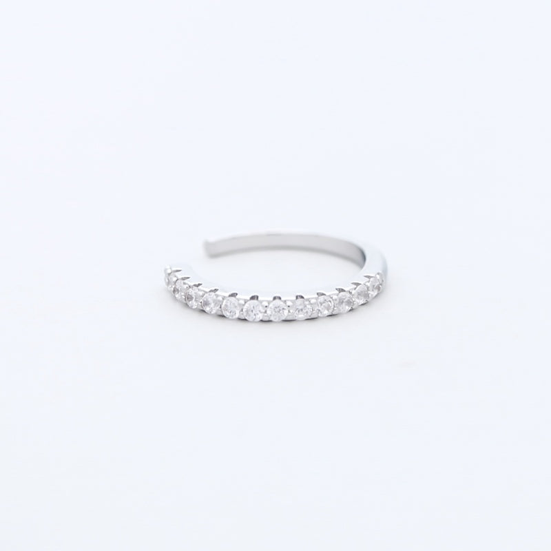 Minimalist CZ Non Pierced Ear Cuff - Silver-Body Piercing Jewellery, Cubic Zirconia, Ear Cuffs, earrings, Jewellery, Non-Pierced, Women's Earrings, Women's Jewellery-EC0099-S1-800-Glitters