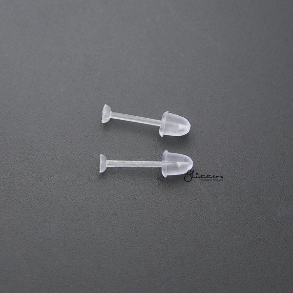 Clear plastic ear on sale studs