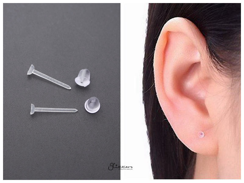 Clear Invisible Earrings Retainer | Light Flat Top Ear Piercing-Accessories, earrings, Jewellery, Men's Earrings, Men's Jewellery, Sale, Women's Earrings-ER-RETAINER-02-Glitters