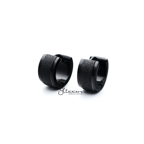 Men's Earrings|Black Stainless Steel Sand Sparkle Earrings|Glitters NZ