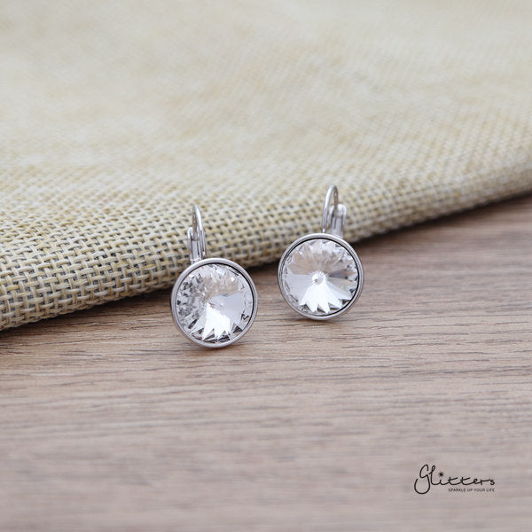 Round Crystal Hook Earrings - 5 Colour Options-Crystal, earrings, Hook Earring, Jewellery, Women's Earrings, Women's Jewellery-ER1466-3-Glitters