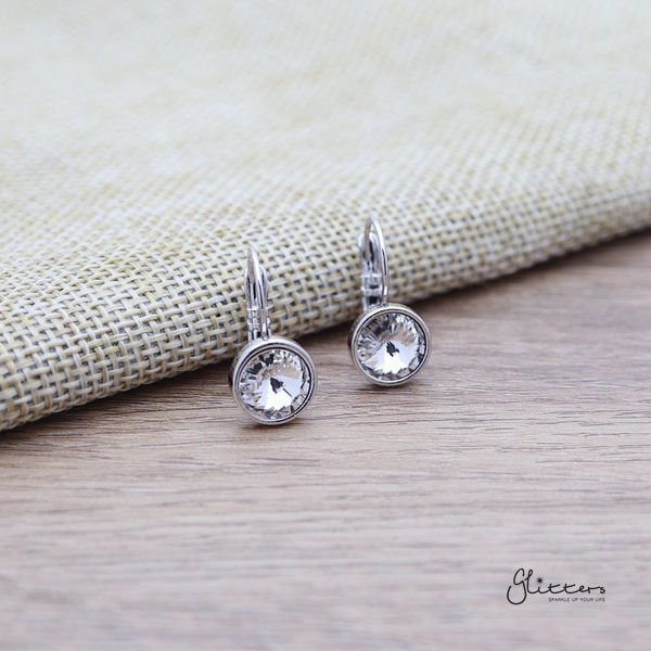 Round Crystal Hook Earrings - 8 Colour Options-Crystal, earrings, Hook Earring, Jewellery, Women's Earrings, Women's Jewellery-ER1467-00-Glitters