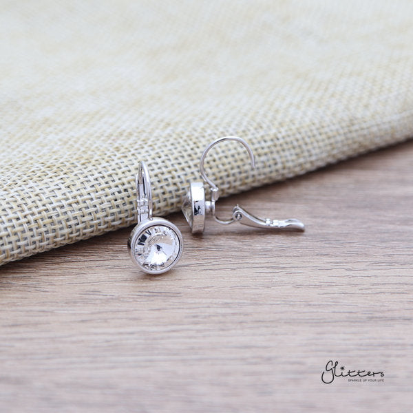 Round Crystal Hook Earrings - 8 Colour Options-Crystal, earrings, Hook Earring, Jewellery, Women's Earrings, Women's Jewellery-ER1467-03-Glitters