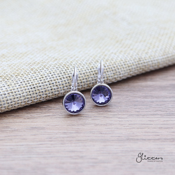 Round Crystal Hook Earrings - 8 Colour Options-Crystal, earrings, Hook Earring, Jewellery, Women's Earrings, Women's Jewellery-ER1467-10-Glitters