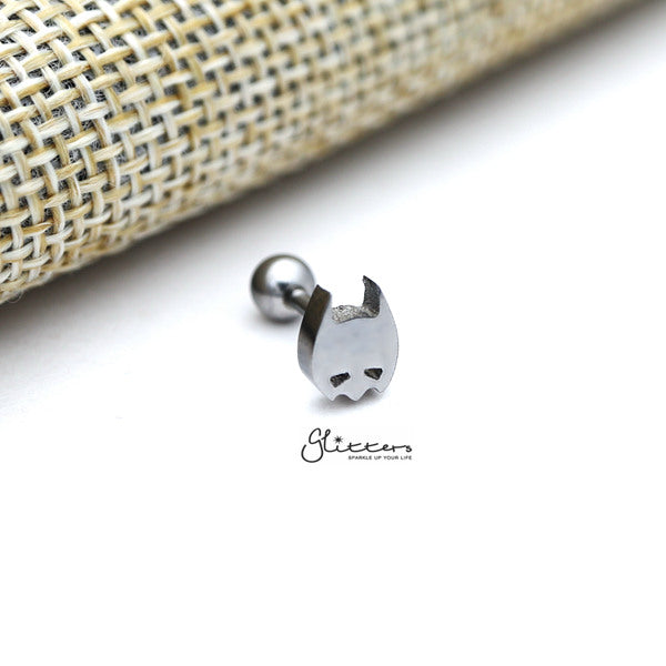 316L Surgical Steel Batman Screw Back Barbell for Tragus, Cartilage, Conch, Helix Piercing and More-Body Piercing Jewellery, Cartilage, Conch Earrings, Cubic Zirconia, Helix Earrings, Jewellery, Lobe piercing, Tragus-FP0019-02-02-Glitters