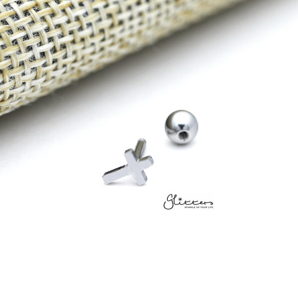 316L Surgical Steel Plain Cross Screw Back Barbell for Tragus, Cartilage, Conch, Helix Piercing and More-Body Piercing Jewellery, Cartilage, Conch Earrings, Helix Earrings, Jewellery, Lobe piercing, Tragus-FP0019-02-Glitters