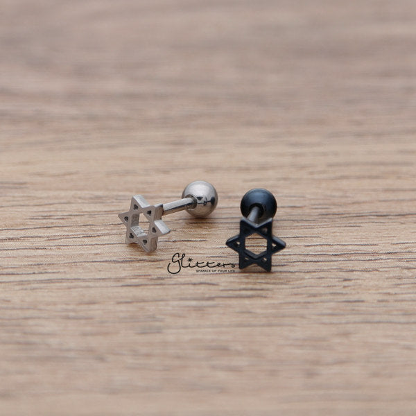 316L Surgical Steel Star of David Barbell for Tragus, Cartilage, Conch, Helix Piercing and More-Body Piercing Jewellery, Cartilage, Conch Earrings, Cubic Zirconia, Helix Earrings, Jewellery, Lobe piercing, Tragus-FP0019_08_all-Glitters