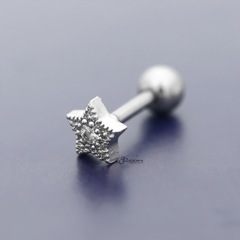 C.Z Star Tragus Cartilage Earring - Ball End | Flat Back-Body Piercing Jewellery, Cartilage, Cubic Zirconia, earrings, Flat back, Jewellery, Tragus, Women's Earrings, Women's Jewellery-FP0079-B_800-Glitters