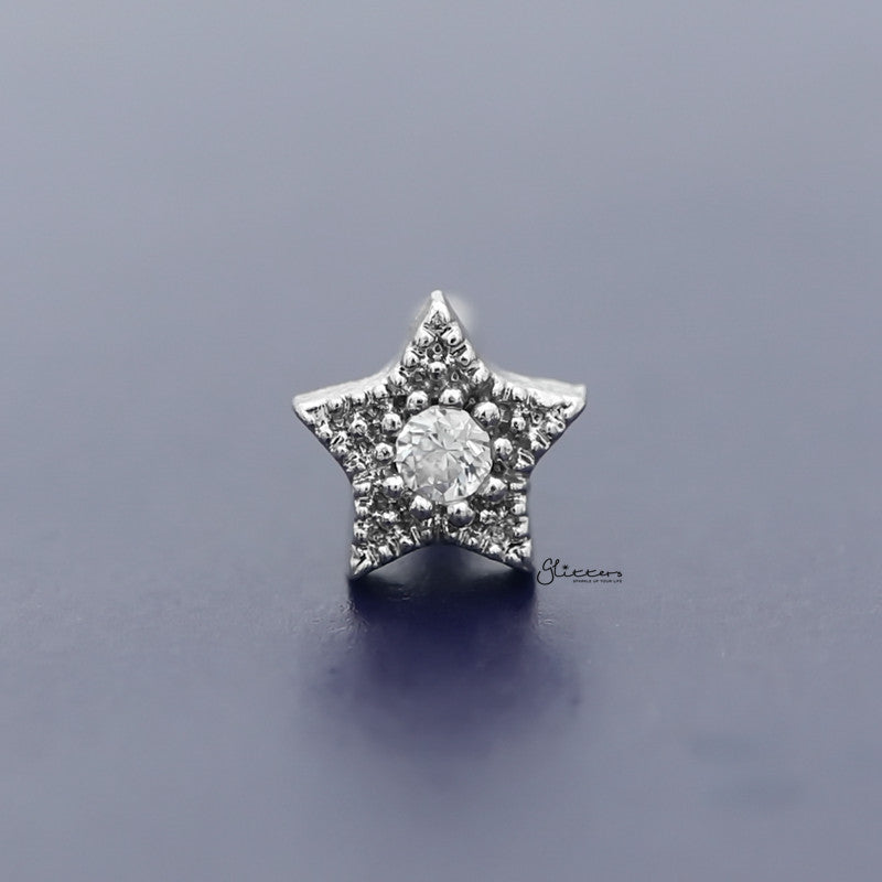 C.Z Star Tragus Cartilage Earring - Ball End | Flat Back-Body Piercing Jewellery, Cartilage, Cubic Zirconia, earrings, Flat back, Jewellery, Tragus, Women's Earrings, Women's Jewellery-FP0079_800-Glitters