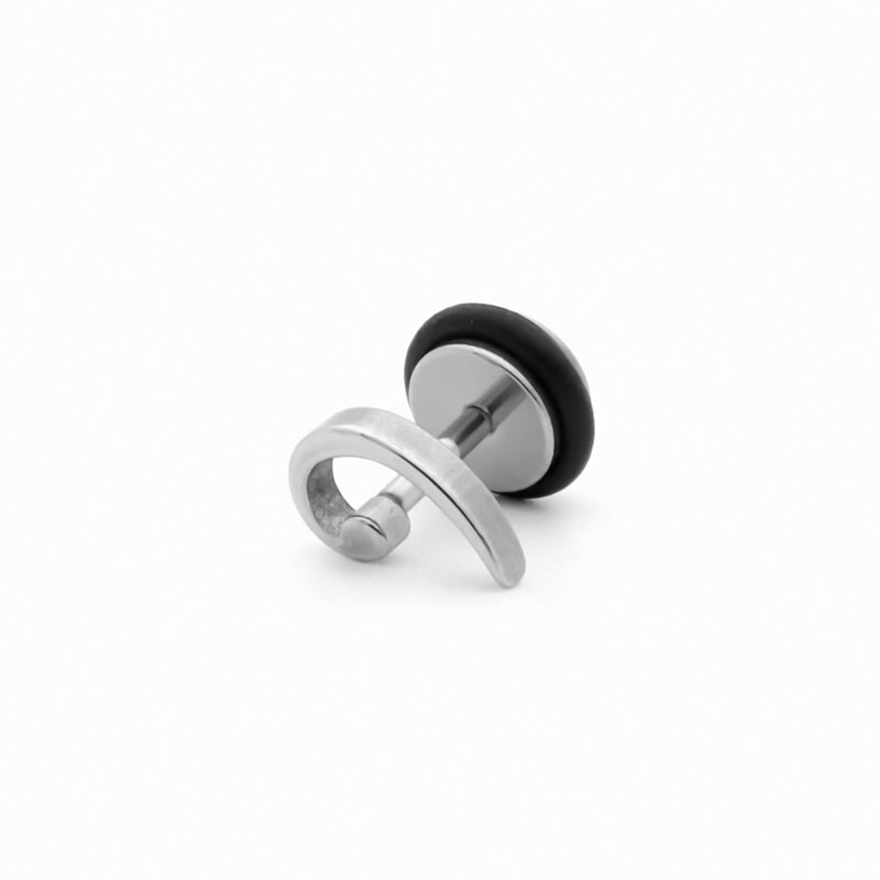 Stainless Steel Spiral Fake Plug Earring-Body Piercing Jewellery, earrings, Fake Plug, Jewellery, Men's Earrings, Men's Jewellery, Stainless Steel-FP0219-1-Glitters