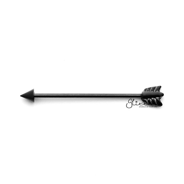 14GA Surgical Steel Arrow Industrial Barbells - Black-Body Piercing Jewellery, Industrial Barbell-IB0002_ARROW_K-Glitters