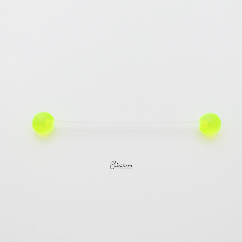 Acrylic Balls Flexible PTFE Industrial Barbell - Green-Body Piercing Jewellery, Industrial Barbell, Retainer-IB0038-G-1_800-Glitters