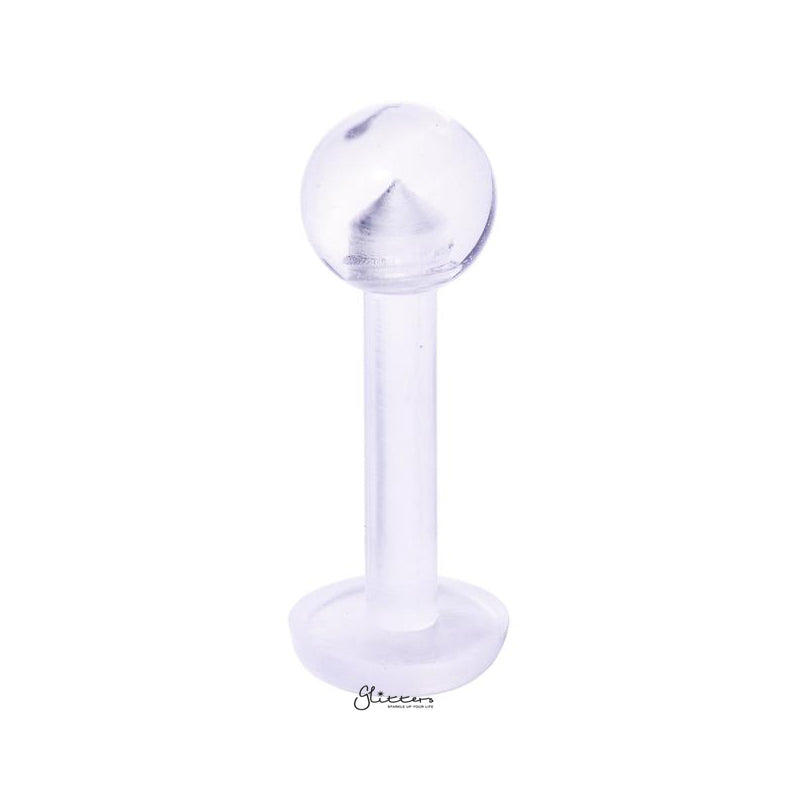 Invisible Clear Labret Retainer with 3mm Ball-Bio Flex, Body Piercing Jewellery, Invisible, Labret, Monroe, Retainer-LB0004-B1_800-Glitters