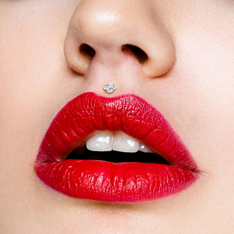 Square CZ Prong Set Top Internally Threaded Flat Back Stud-Body Piercing Jewellery, Cartilage, Cubic Zirconia, Labret, Monroe, Tragus-LB0015-M-Glitters