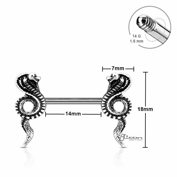 316L Surgical Steel Nipple Barbell with Cobra Ends - Gold-Body Piercing Jewellery, Nipple Barbell-NB0020-S2_New_b5782000-44e2-4685-a7d2-9d5cefefa513-Glitters