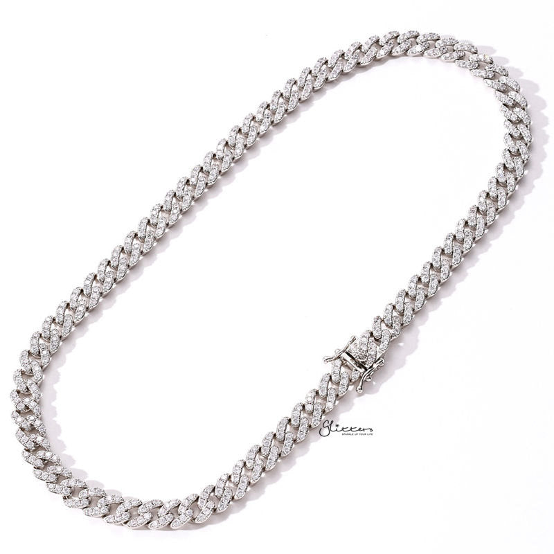 9mm Iced Out Miami Cuban Chain Silver Hip Hop Chains Glitters NZ