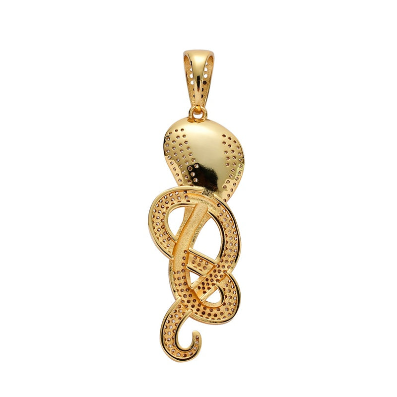 Iced Out Cobra Pendant - Gold-Hip Hop, Hip Hop Pendant, Iced Out, Men's Necklace, Necklaces, Pendants-NK1071-G2-800-Glitters