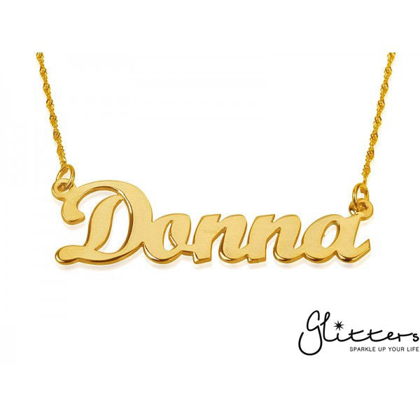 Personalized 24K Gold Plated Sterling Silver Name Necklace-Script 5-Gold name necklace, name necklace, Personalized, Silver name necklace-NNK02-F52-Glitters