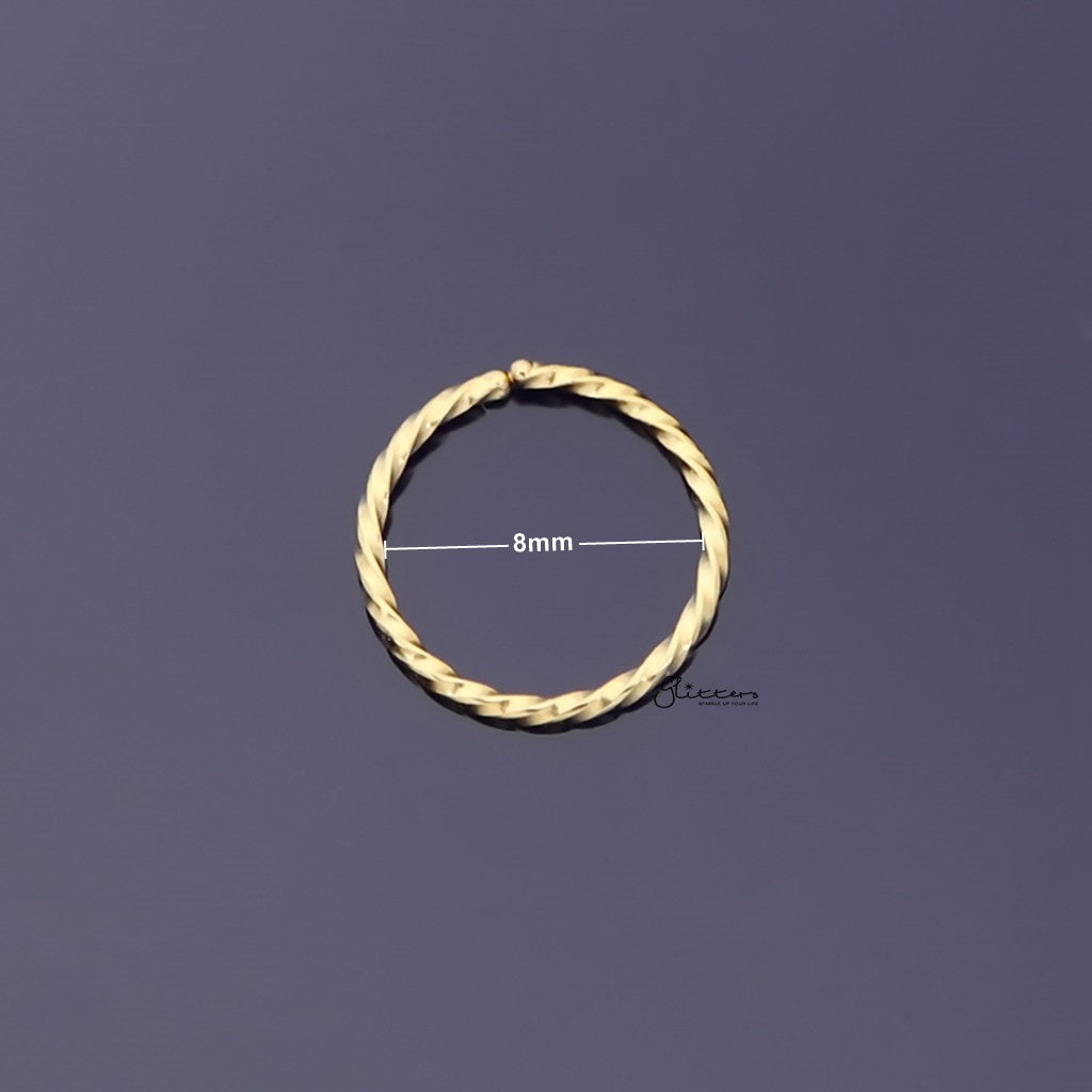 Twisted Surgical Steel Rounded Ends Bendable Nose Hoop Rings - Gold-Body Piercing Jewellery, Nose Piercing Jewellery, Nose Ring, Nose Studs, Septum Ring, Tragus-NS0076-G-8_1_New-Glitters