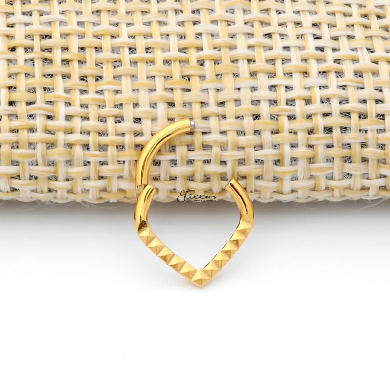 Pyramid Laser Cut Chevron Hinged Segment Septum Ring - Gold-Body Piercing Jewellery, Cartilage, Daith, Septum Ring-NS0124-G3_800-Glitters
