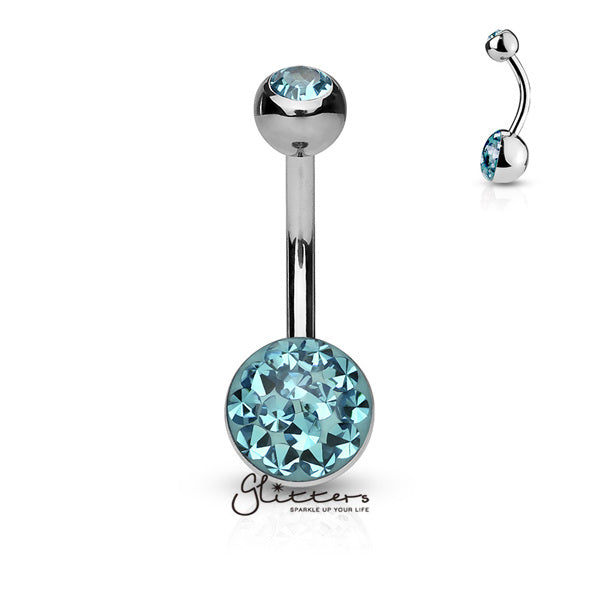 316L Surgical Steel Austrian Crystal Ball Belly Button Rings-Belly Ring, Body Piercing Jewellery, Crystal-NSD0106-Q-2-Glitters